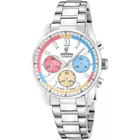 Festina Boyfriend orologio da donna F20753/6, quadrante bianco, cinturino in acciaio inossidabile argento