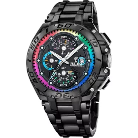 Festina Chrono Bike Limited Edition orologio da uomo set F20761/1, quadrante nero, cinturino in acciaio inossidabile bianco