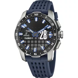 Festina Connected Full D smartwatch da uomo F23305/3, quadrante nero, cinturino in silicone blu