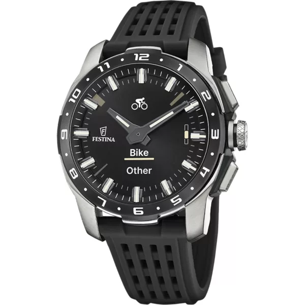 Festina Connected Full D smartwatch da uomo F23305/8, quadrante nero, cinturino in silicone nero