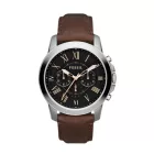 Fossil orologio da uomo FS4813, quadrante nero, cinturino in pelle marrone