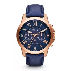 Fossil orologio da uomo FS4835, cinturino in pelle blu