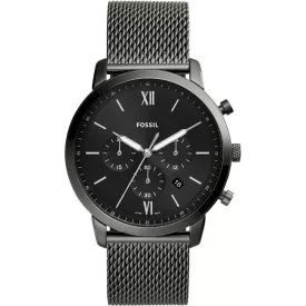 Fossil Neutra orologio da uomo FS5699, quadrante nero, cinturino in acciaio inossidabile grigio