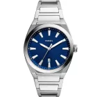 Fossil Everett orologio da uomo FS5822, quadrante blu, cinturino in acciaio inossidabile argento