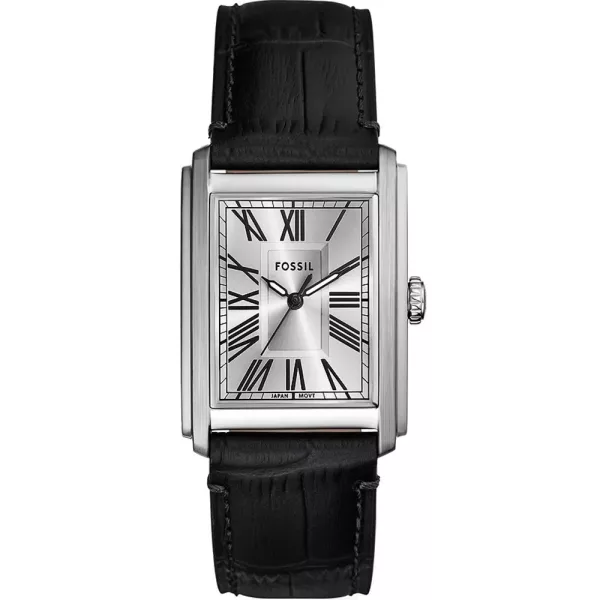 Fossil Carraway orologio da uomo FS6078, quadrante argento, cinturino in pelle nero