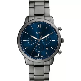 Fossil Neutra Chrono orologio da uomo FS6111, quadrante blu, cinturino in acciaio inossidabile grigio
