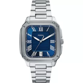 Fossil Crosby orologio da uomo FS6121, quadrante blu, cinturino in acciaio inossidabile argento