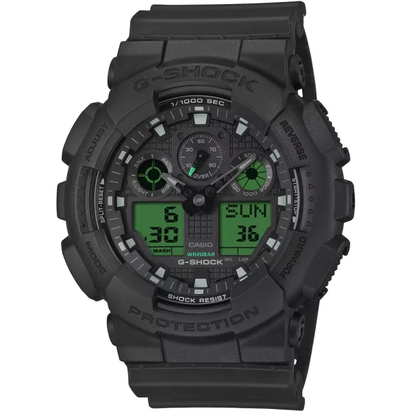 Casio G-Shock orologio da uomo GA-100BEG-1AER, quadrante nero, cinturino in plastica nero