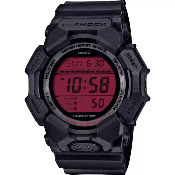 Casio G-Shock orologio da uomo GD-010BBR-1ER, quadrante rosso, cinturino in plastica nero