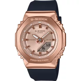 Casio G-Shock orologio da donna GM-S2110PG-1A4ER, quadrante oro rosa, cinturino in plastica nero