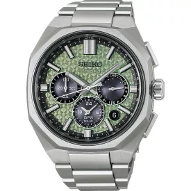 Seiko Astron 145th Anniversary Limited Edition orologio da uomo set HAB005J1, quadrante verde, cinturino in titanio argento