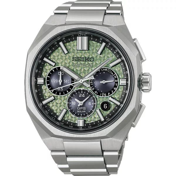 Seiko Astron 145th Anniversary Limited Edition orologio da uomo set HAB005J1, quadrante verde, cinturino in titanio argento