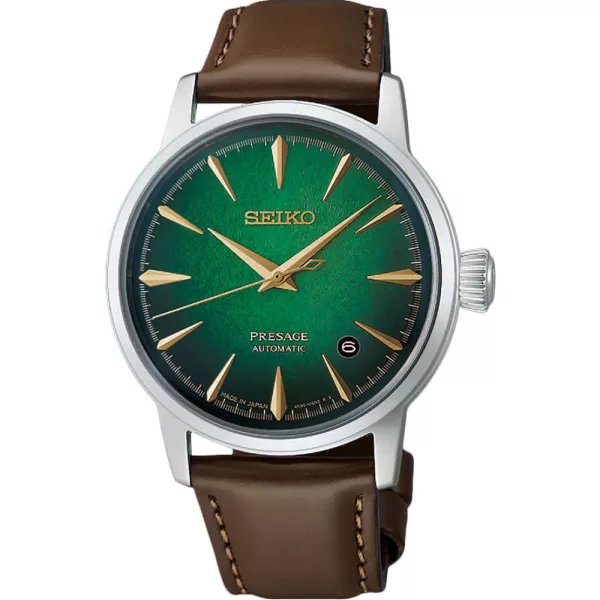 Seiko Presage Cocktail Time Mint Mist orologio da uomo HCB002J1, quadrante verde, cinturino in pelle marrone