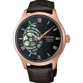 Seiko Presage Japanese Garden orologio da uomo HCB007J1, quadrante verde, cinturino in pelle marrone