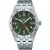 Seiko 5 Sports Field GMT orologio da uomo HDB001K1, quadrante verde, cinturino in acciaio inossidabile argento