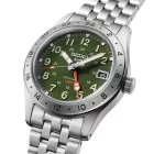 Seiko 5 Sports Field GMT orologio da uomo HDB001K1, quadrante verde, cinturino in acciaio inossidabile argento