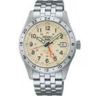 Seiko 5 Sports Field GMT orologio da uomo HDB002K1, quadrante beige, cinturino in acciaio inossidabile argento