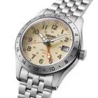 Seiko 5 Sports Field GMT orologio da uomo HDB002K1, quadrante beige, cinturino in acciaio inossidabile argento
