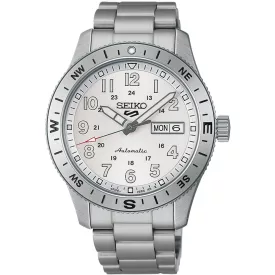 Seiko 5 Sports Field New Design orologio da uomo HDB007K1, quadrante argento, cinturino in acciaio inossidabile argento