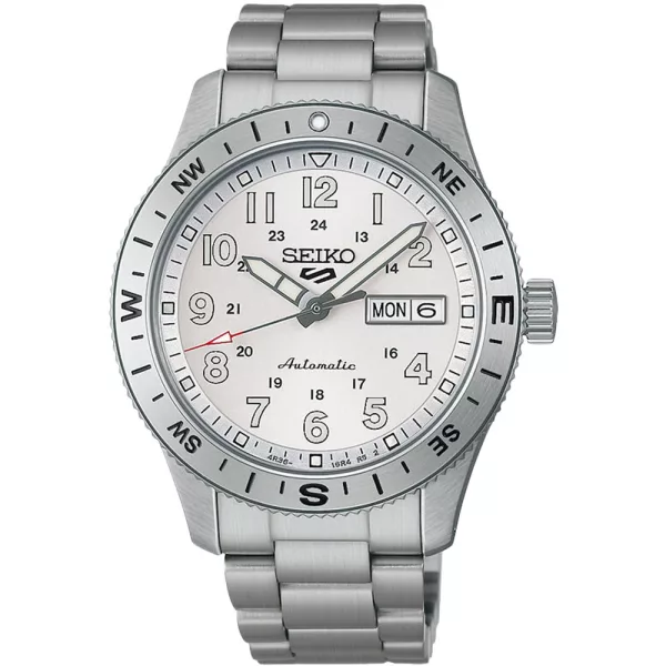 Seiko 5 Sports Field New Design orologio da uomo HDB007K1, quadrante argento, cinturino in acciaio inossidabile argento
