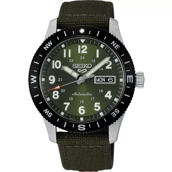 Seiko 5 Sports Field New Design orologio da uomo HDB008K1, quadrante verde, cinturino in pelle verde