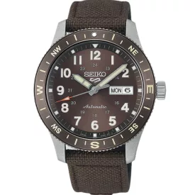 Seiko 5 Sports Field New Design orologio da uomo HDB009K1, quadrante marrone, cinturino in pelle marrone
