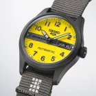 Seiko 5 Sports Honda Super Cub Limited Edition orologio da uomo HDB010K1, quadrante giallo, cinturino in tessuto grigio