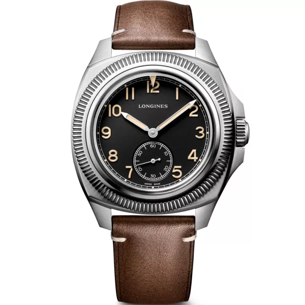 Longines Pilot Majetek orologio da uomo L2.838.4.53.0, quadrante nero, cinturino in pelle marrone