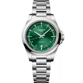 Longines Conquest orologio da donna L3.350.4.09.6, quadrante verde, cinturino in acciaio inossidabile argento