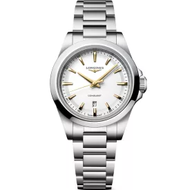 Longines Conquest orologio da donna L3.350.4.12.6, quadrante bianco, cinturino in acciaio inossidabile argento