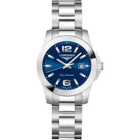 Longines Conquest orologio da donna L3.376.4.96.6, quadrante blu, cinturino in acciaio inossidabile argento