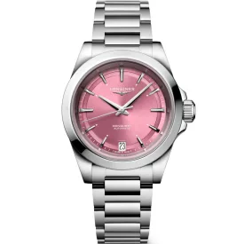 Longines Conquest orologio da donna L3.430.4.99.6, quadrante rosa, cinturino in acciaio inossidabile argento