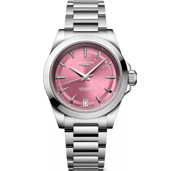 Longines Conquest orologio da donna L3.430.4.99.6, quadrante rosa, cinturino in acciaio inossidabile argento