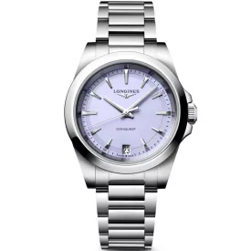 Longines Conquest orologio da donna L3.460.4.02.6, quadrante viola, cinturino in acciaio inossidabile argento