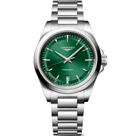 Longines Conquest orologio da uomo L3.750.4.09.6, quadrante verde, cinturino in acciaio inossidabile argento