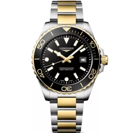 Longines HydroConquest orologio da uomo L3.769.3.56.7, quadrante nero, cinturino in acciaio inossidabile argento