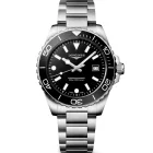 Longines HydroConquest orologio da uomo L3.769.4.56.6, quadrante nero, cinturino in acciaio inossidabile argento