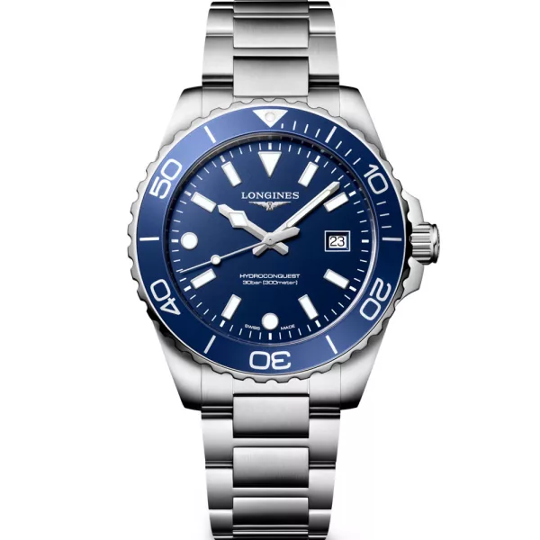 Longines HydroConquest orologio da uomo L3.769.4.96.6, quadrante blu, cinturino in acciaio inossidabile argento