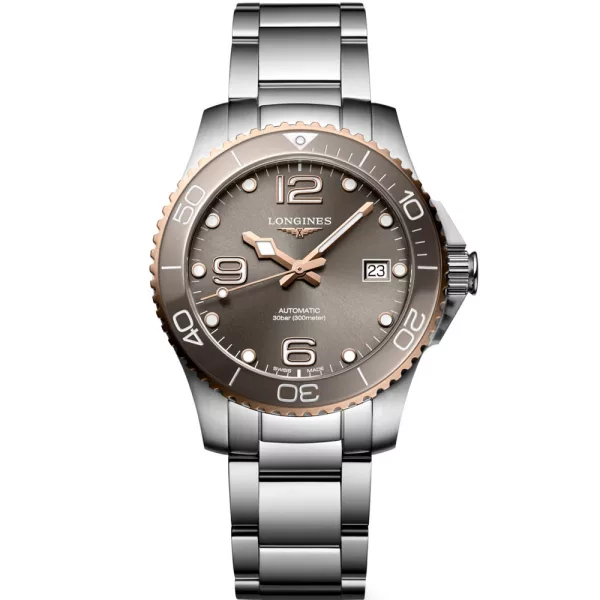 Longines HydroConquest orologio da uomo L3.780.3.78.6, quadrante grigio, cinturino in acciaio inossidabile argento