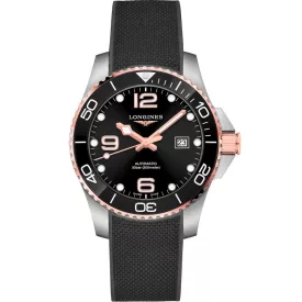 Longines HydroConquest orologio da uomo L3.782.3.58.9, quadrante nero, cinturino in silicone nero