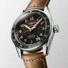 Longines Spirit Zulu Time orologio da uomo L3.802.4.63.2, quadrante verde, cinturino in pelle marrone
