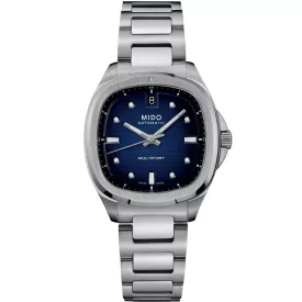 Mido Multifort TV 35 orologio da donna M049.307.11.041.00, quadrante blu, cinturino in acciaio inossidabile argento