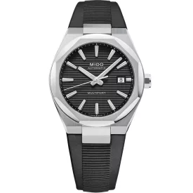 Mido Multifort 8 One Crown orologio da uomo M055.507.17.051.00, quadrante nero, cinturino in silicone nero