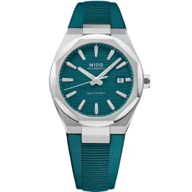 Mido Multifort 8 One Crown orologio da uomo M055.507.17.091.00, quadrante verde, cinturino in silicone verde