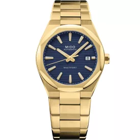 Mido Multifort 8 One Crown orologio da uomo M055.507.33.041.00, quadrante blu, cinturino in acciaio inossidabile oro