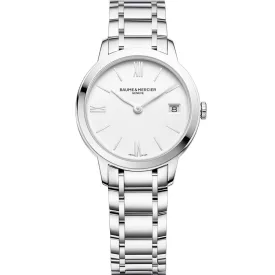 Baume & Mercier Classima orologio da donna M0A10335, quadrante bianco, cinturino in acciaio inossidabile argento