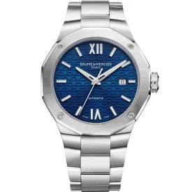 Baume & Mercier Riviera orologio da uomo M0A10620, quadrante blu, cinturino in acciaio inossidabile argento