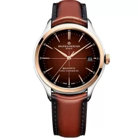 Baume & Mercier Clifton Baumatic orologio da uomo M0A10713, quadrante marrone, cinturino in pelle marrone