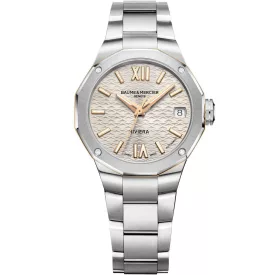 Baume & Mercier Riviera orologio da donna M0A10730, quadrante beige, cinturino in acciaio inossidabile argento