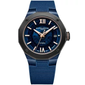 Baume & Mercier Riviera Baumatic orologio da uomo M0A10769, quadrante blu, cinturino in silicone blu